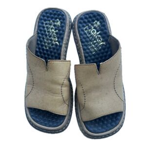 Rieker Anti-Stress Technology Tan Leather Slip On Slider Sandals EU37 US 6